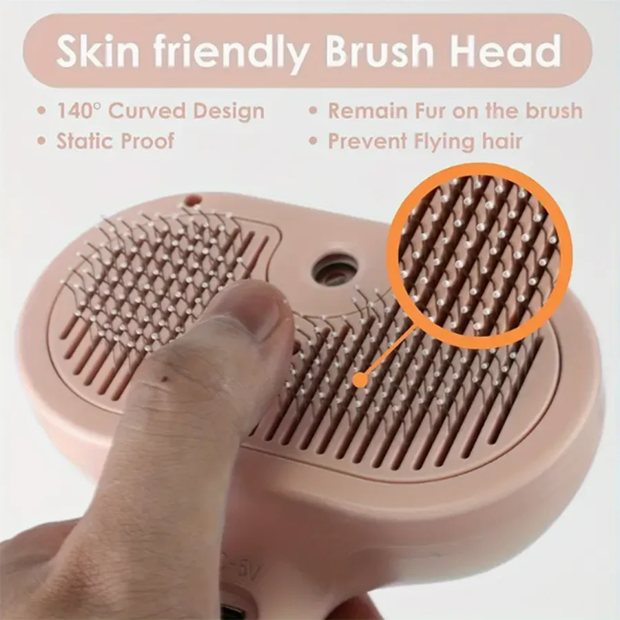 Self-Cleaning Spray Cat Hair Brush